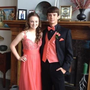 La Femme coral prom dress